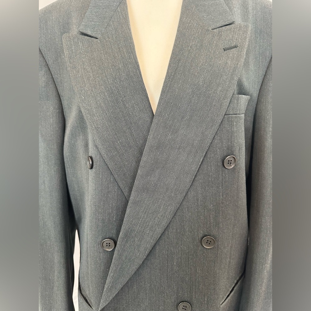 Oscar de la Renta Vintage Dapper Forest Green Double Breasted Blazer (Size 44L) - Picture 3 of 8